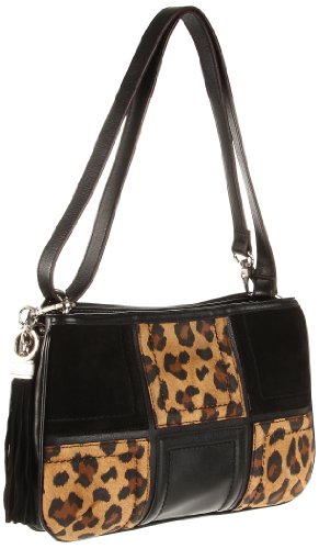 Tignanello Womens Texture Mix T87320 Shoulder Bag,Black/Cognac,One Size