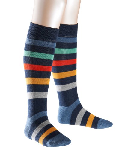 FALKE Unisex - Kinder Kniestrumpf  11820 New Stripe KH, Gr. 27-30, Blau (navyblue 6499) Preisvergleich