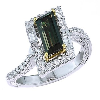 Alexandrite and white diamond gold ring