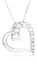 14k Choice of White or Yellow Gold Diamond Journey Half-Heart Pendant (1/2 cttw, H-I Color, I1-I2 Clarity)