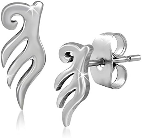 Forever By Your Side Stainless Steel Guardian Angel Wing Stud Earrings