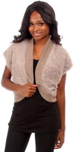 G2 Fashion Square Women's Furry Cropped Cap Sleeve Shrug Vest(OW-VST,BEG-S)