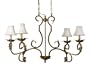Candice Olson Belcaro Candle Base Island Fixture, Antique Gold with Soft-Back Linen Shades