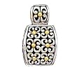 925 Silver Rectangular Flower Pendant with 18k Gold Accents