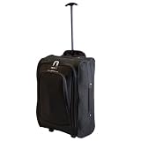 Lightweight Hand Luggage Travel Holdall Baggage Wheely Suitcase Black/Grey Stripe Cabin Approved Bag Ryanair Easyjet And Many More – 1.4k – 40 Litres
