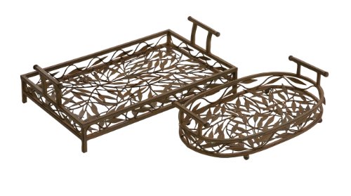 Carolyn Kinder Elegant Hand Crafted Iron Rectangle and Oval Trays - Set of 2