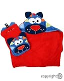 Bright Bots Hooded Towel and Bath Mit Set in Red Tiger Design
