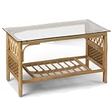 Cane Coffee Table Natural - Glass Top - Conservatory Furniture - Wicker Flatpack