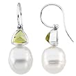 14K White Gold Paspaley South Sea Cultured Pearl and Peridot Earrings - 12.00mm