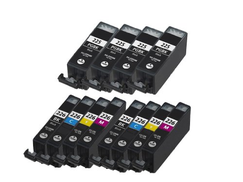 HI-VISION HI-YIELDS ® Compatible Ink Cartridge Replacement for Canon PGI-225 + CLI-226 (4 Large Black, 2 Small Black, 2 Cyan, 2 Yellow, 2 Magenta, 12-Pack)