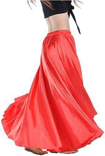Satin Belly Dance Skirt Tragarse®dance Swing skirts for womenStage Performance Skirt (Red)