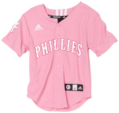 MLB Girls' Philadelphia Phillies Screen Print Baseball Jersey, Pink, Medium