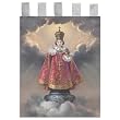 Church Banner - Infant of Prague - Cotton Canvas with Archival Inks and UV Coating - Border Rings for Rod Hanging. Print Size 24"x36"