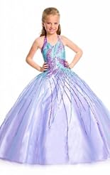 Girls Chiffon/Taffeta/Tulle Beaded Crystals Lace Applique Crystal Flower-Girl Dress 