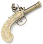 18th Century Gentlemans Pocket Flintlock Pistol - Replica of Classic Colonial / Pirate Gun with Antique Brass Finish and Faux Ivory Grips
