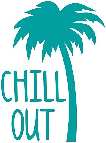 "Chill Out" Palm Tree Decorative Vinyl Sticker 4.36"H x 3.23"W