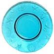 Spanish Ocean Sea Life Recycled Aqua Blue Glass Small Plate 8"D Set of 2