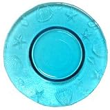Spanish Ocean Sea Life Recycled Aqua Blue Glass Small Plate 8"D Set of 2