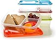EasyLunchboxes 3-Compartment Bento Lunch Box Containers, Set of 4, Classic