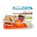 EasyLunchboxes 3-compartment Bento Lunch Box Containers "CLASSIC" (Set of 4). BPA-Free. Easy-Open Lids (Not Leakproof)