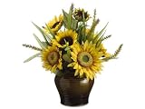 Pack of 2 Artificial Sunflower Foxtail Silk Flower Arrangement Centerpieces