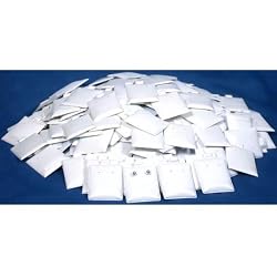 200 White Earring Display Cards Pads Puff Posts Studs 1.5" x 1.75"
