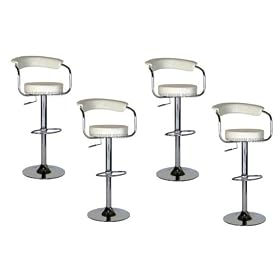 Click here to buy White Omicron Kitchen Padded Bar Stool {Set of 4} by Premium Outlet.