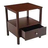Bay Shore End Table with Full Wood Top and Drawer, Espresso