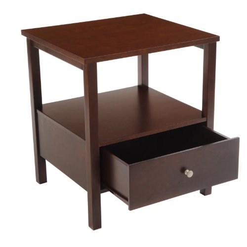 Bay Shore End Table with Full Wood Top and Drawer, Espresso