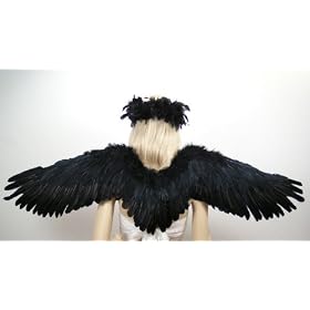 Black Wide Spread Costume Feather Angel Wings Gothic Fairy Crow Raven Eagle Cosplay Photo Props .