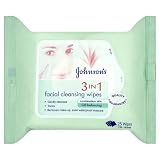 Johnson's 3-in-1 Facial Cleansing Oil-Balancing Wipes - 25-Pack