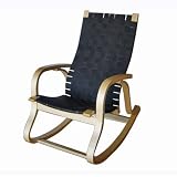 International Caravan Bentwood Rocker With Nylon Strap Seating W/ Attached Pillow Black - Qrb110-bk