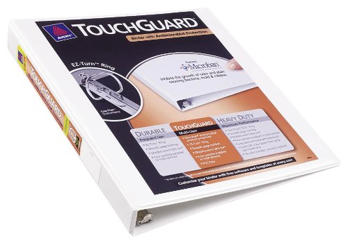 Avery Touchguard Antimicrobial View Binder with 1 Inch One Touch EZD Ring, White (17141)