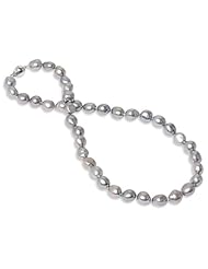 Savannah Pearls 18-Inch Select 10-11mm Silver Gray Baroque Cultured Pearl Necklace (Sterling Silver)
