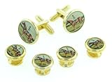 JJ Weston Horse and Jockey Cufflinks and Shirt Studs Formal Set with Presentation Box. Made in the USA