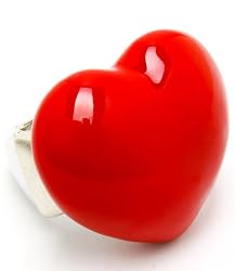 Pinup Rock Punk Girl Chunky Red Heart Fashion Ring