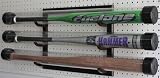 Baseball Bat TUBES display rack holder hanger, solid wood, Mahogany Finish
