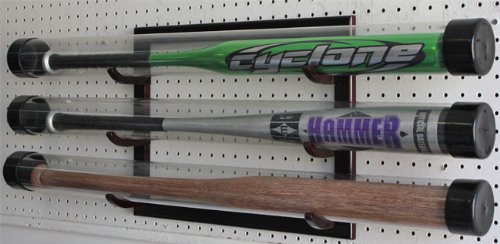 Baseball Bat TUBES display rack holder hanger, solid wood, Mahogany Finish