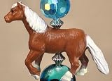 Horse with White Mane and Turquoise Lampwork Glass Light or Ceiling Fan Pull