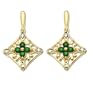 14k Yellow Gold Emerald and Diamond Drop Earrings