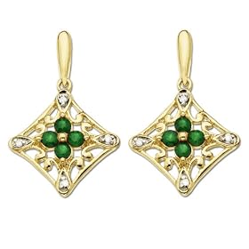 Buy 14k Yellow Gold Emerald and Diamond Drop Earring by Amazon.com Collection