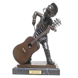 Lil Boy Playing Fiddle Bronze Statue on Marble Base