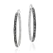 Sterling Silver Black Diamond Accent 30mm Hoop Earrings