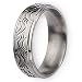 Ridged Edge Brushed and Polished Titanium Ring (7.0 mm) With Wood Box - Sizes 8.5-12