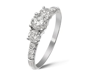 Ariel 18ct White Gold 1ct Certified Diamonds Trilogy Engagement Ring- Size M
