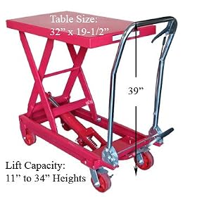 Heavy Duty Mobile 1000lb Hydraulic Table Lift Jack Cart by Generic