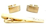 Stacy Adams Gold Three CZ Crystal Cufflinks and Tie Bar Set