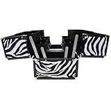Beautify-Professional Large Zebra Print Aluminium 8 compartment Beauty Box Cosmetics & Make Up Case