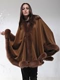 PURE CASHMERE CAPE WITH FOX FUR TRIMMING from Cashmere Pashmina Group