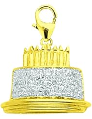 14K Yellow Gold Diamond Birthday Cake Charm